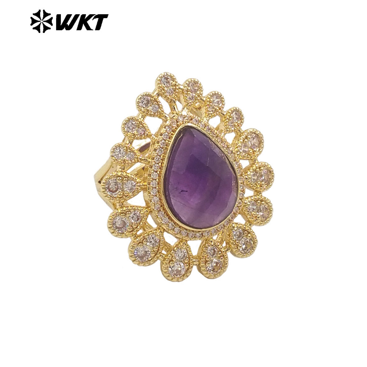 WT-MR029 Wholesale Amazing New European Delicate Micro Pave Cubic Zircon Setting Drop Stone Gold Plated Women Ring