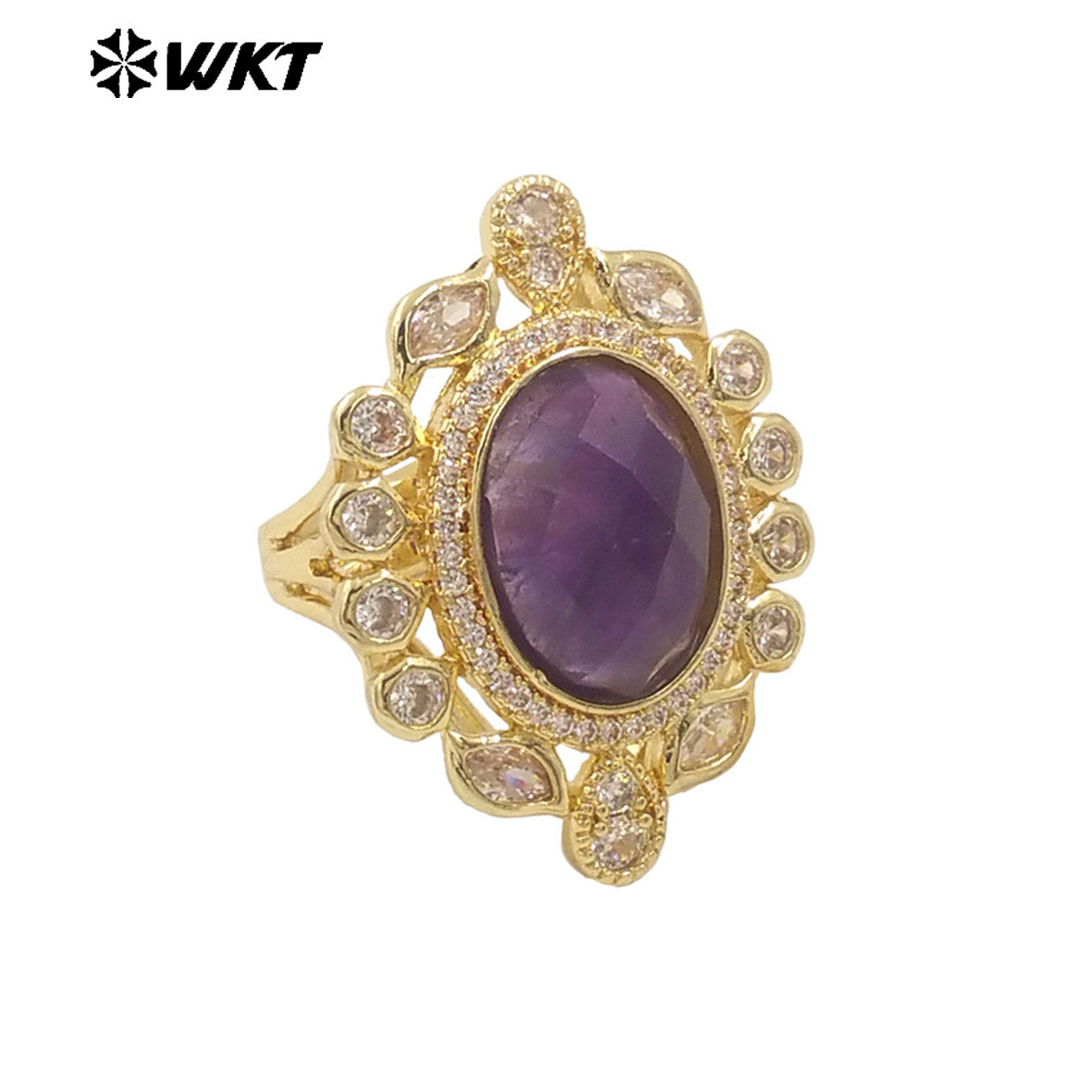WT-MR028 Newest Summer Design Fashionable Royal Court Style Precious Women Adjustable Natural Stone Zircon Wedding Ring