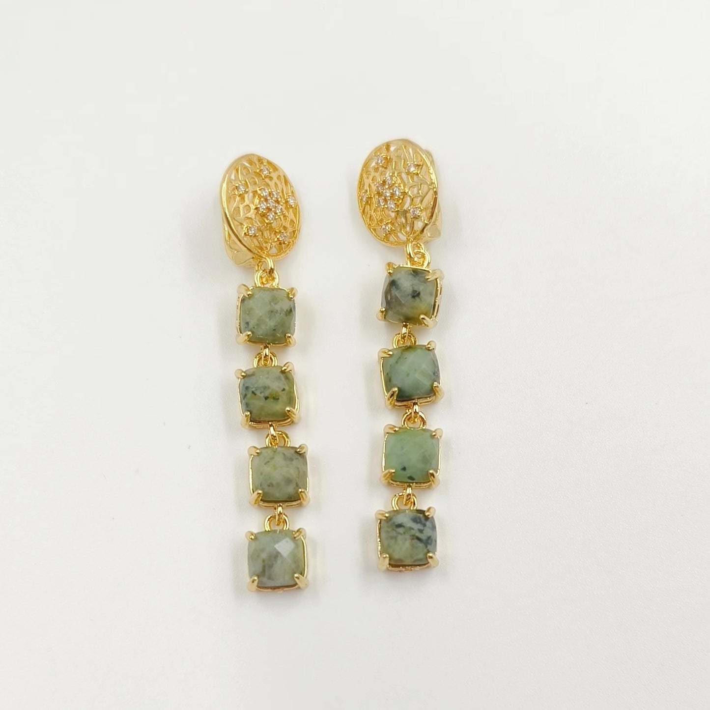 WT-E737 Amazing Colorful Elegant Natural Gemstone Long Charming Earrings Women Pendant Earrings