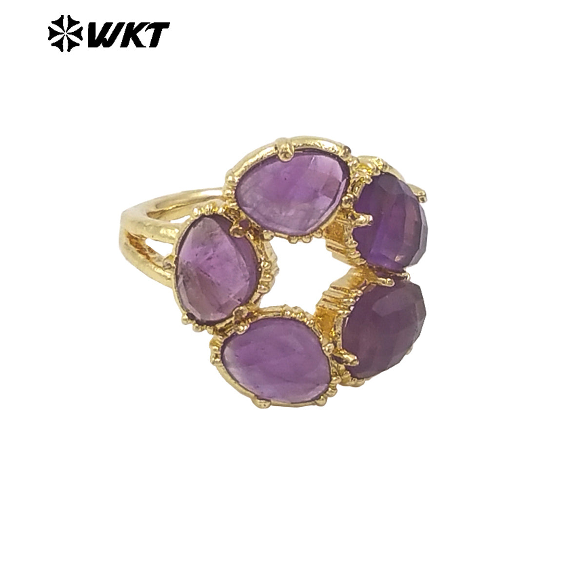 WT-R528 Wholesale New Colorful Gemstone Made Assemble Flower Stone Women Ring With Claw Setting for Anniversary