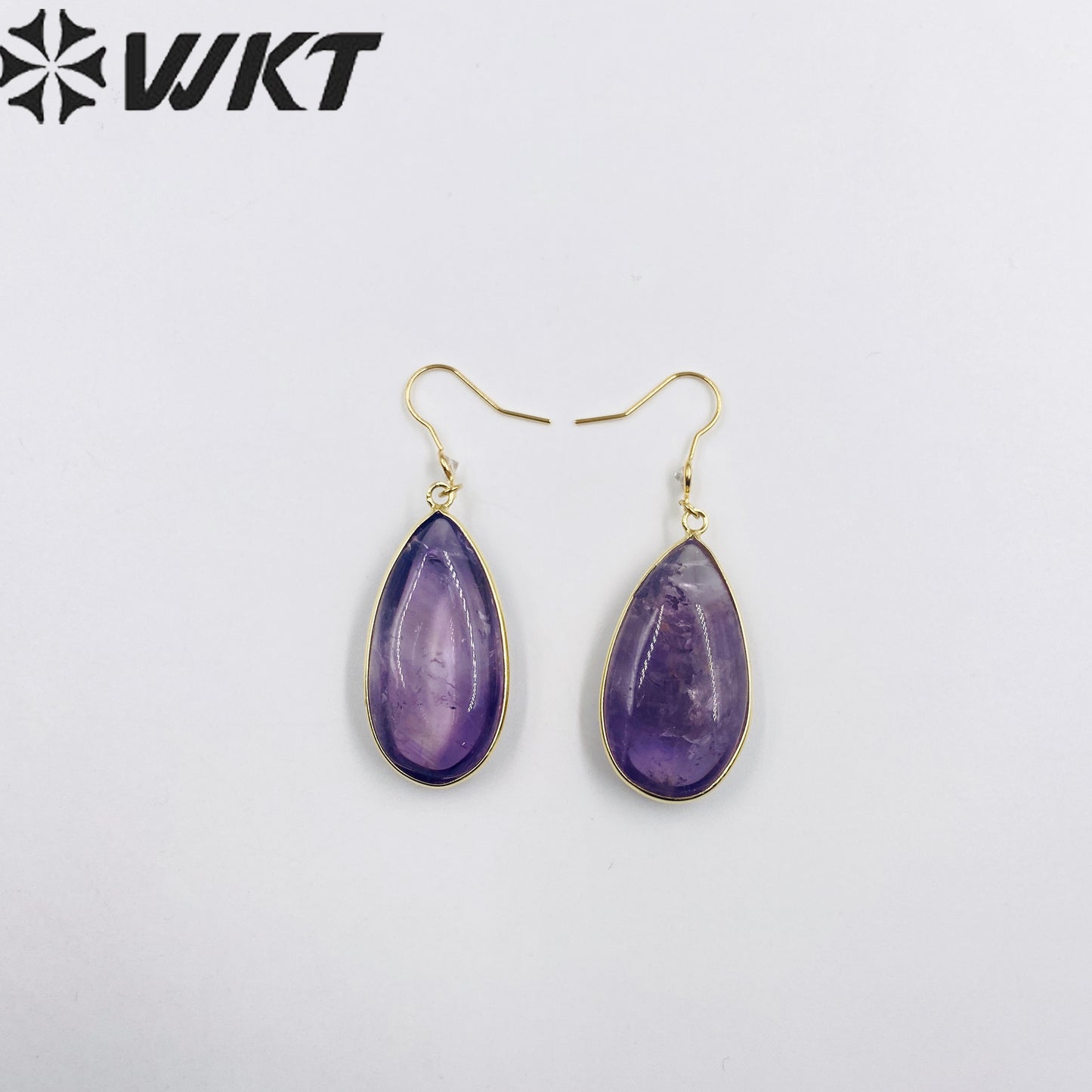 WT-E718 Classical Irregularity Healing Transparency Moss Agate Exquisite Gold Plated Needle Earrings Energy Healing Quartz Hoop
