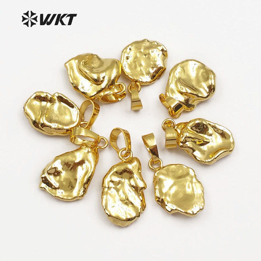 WT-P1409 Simple Design Irregular Shape Pearl for Women Jewelry Making Full Gold Electroplated Natural Baroque Pearl Pendant