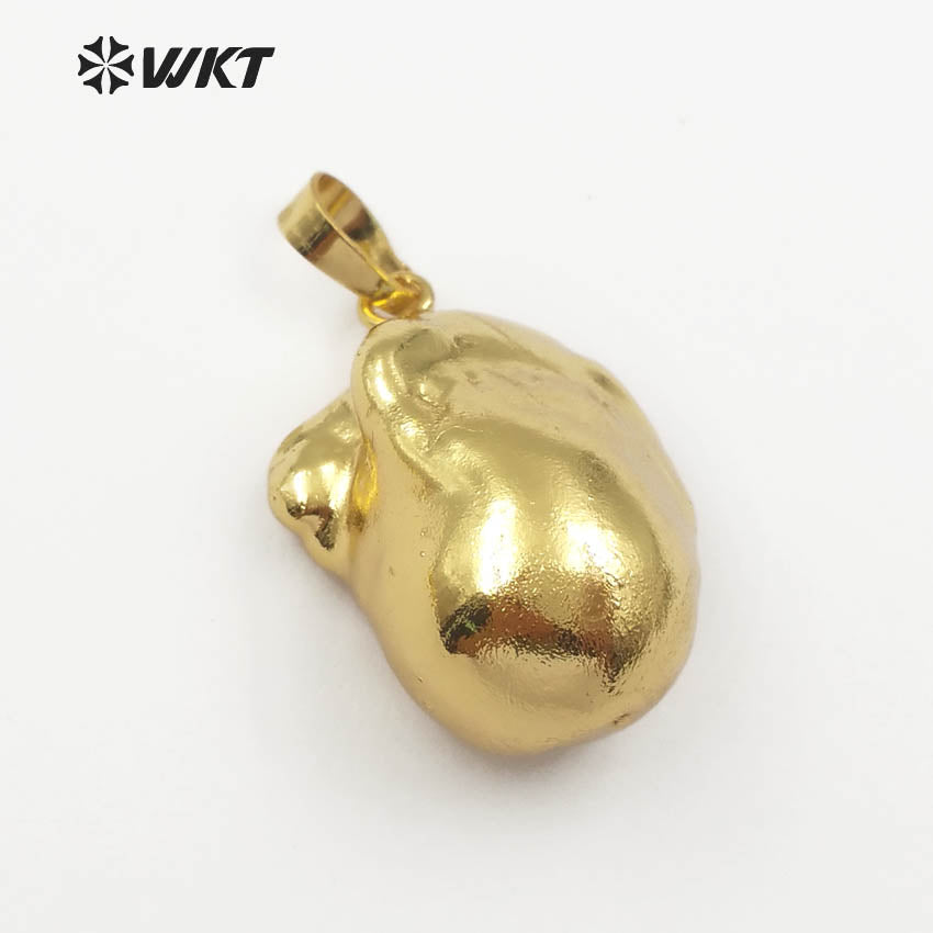 WT-JP061 Bizarre Natural Baroque Pearl Pendant Full Gold Dipped Wild Coast Jewelry for Women Irregular Pearl Necklace Pendant