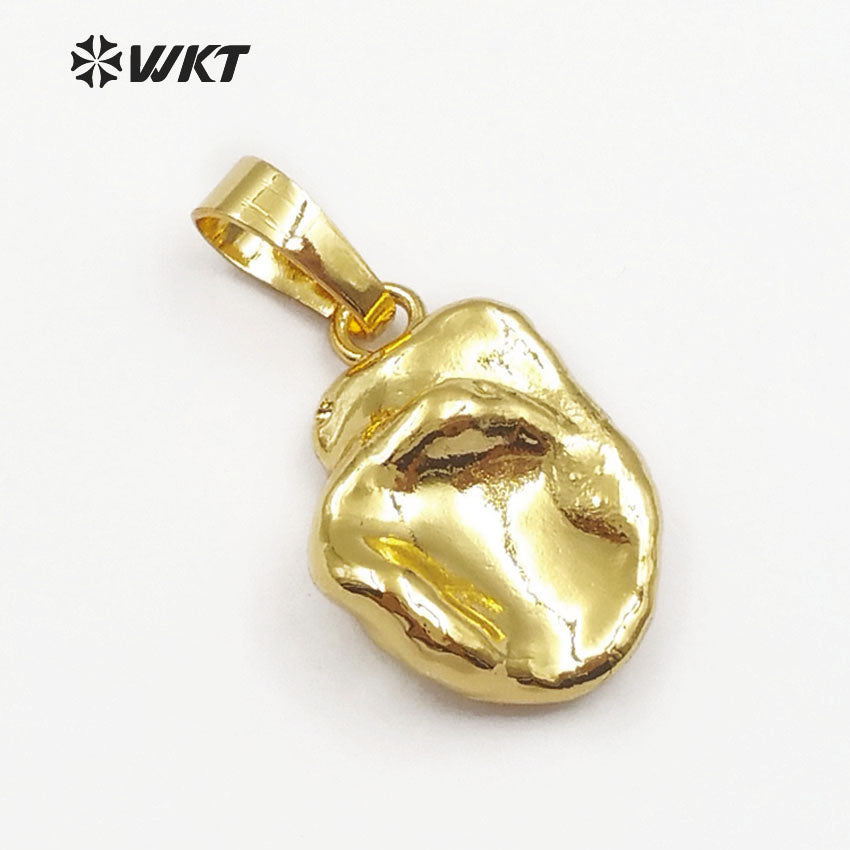 WT-P1409 Simple Design Irregular Shape Pearl for Women Jewelry Making Full Gold Electroplated Natural Baroque Pearl Pendant