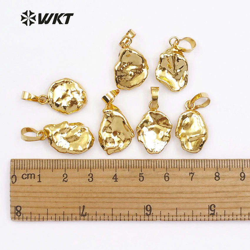 WT-P1409 Simple Design Irregular Shape Pearl for Women Jewelry Making Full Gold Electroplated Natural Baroque Pearl Pendant