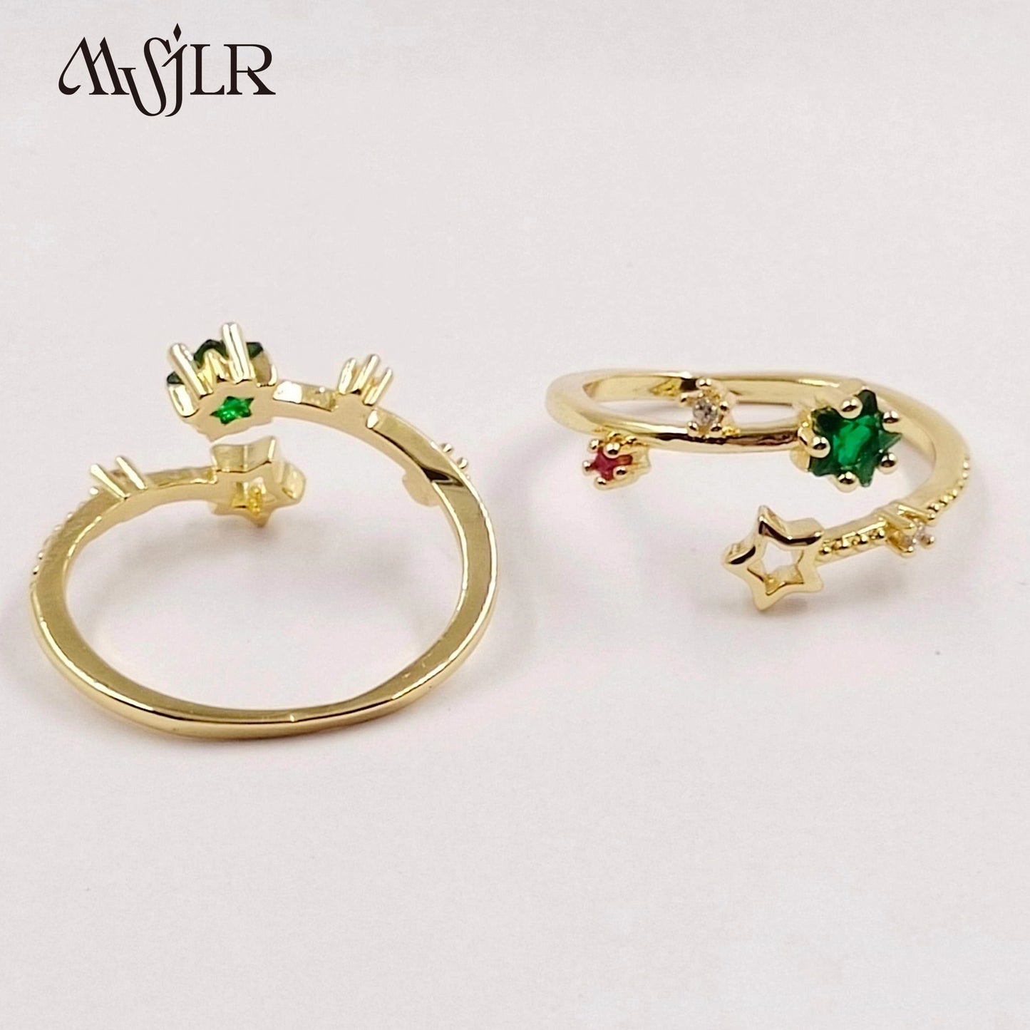 WKT-MVR058 Popular European and American Star Irregular Shaped Colorful Zircon Ring Female Handpiece Open Ring