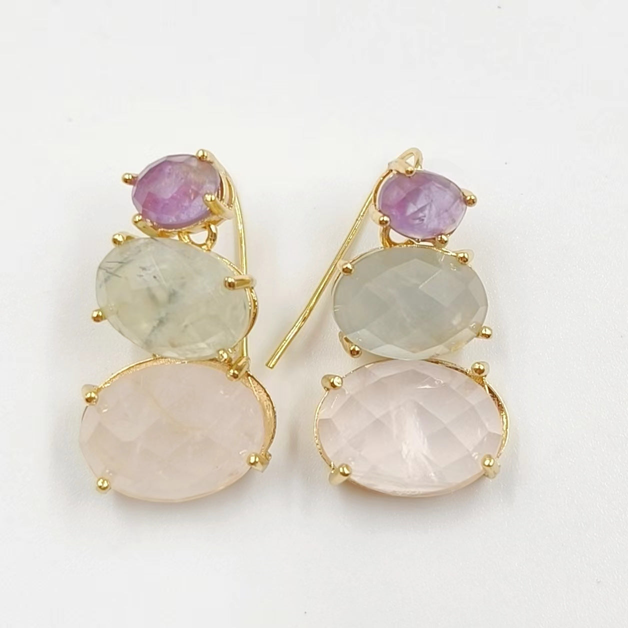WT-E736 Amazing Colorful Elegant Natural Gemstone Long Charming in Drop Earrings Women Pendant Earrings