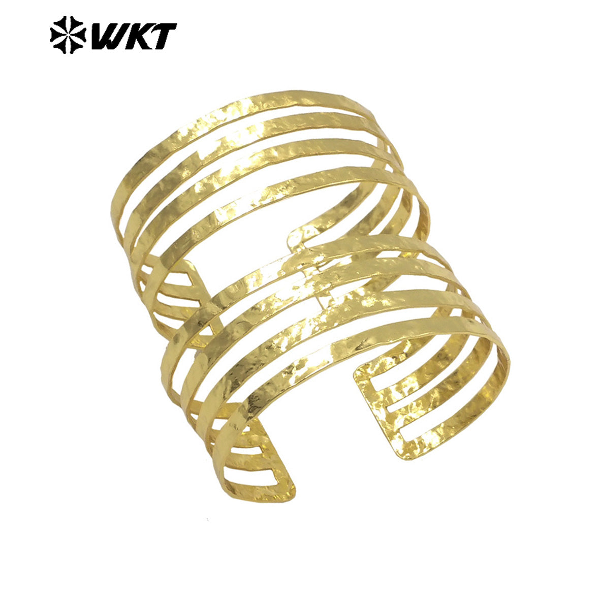 WT-B658 Wholesale Fashion Gold Plated Multi Layer Simple 18K Yellow Brass Metal Resist Tarnishable Big Bangle