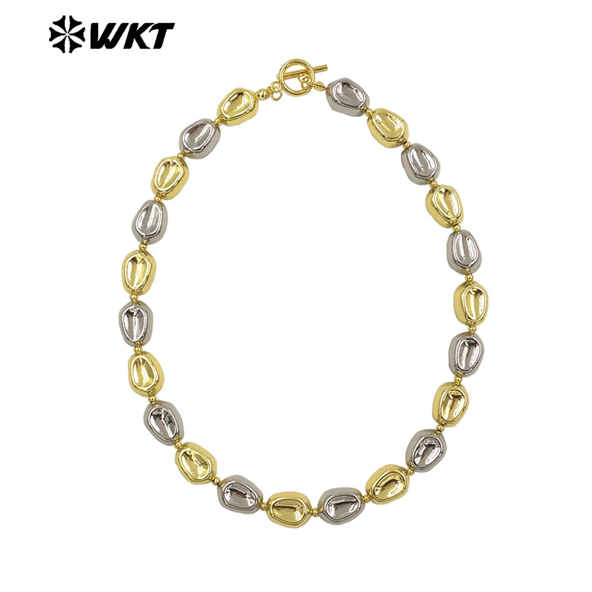 WT-JFN29 High Quality 18K Gold Plated and Silver Round Irregular Natural Brass Beads Exquisite Necklace for Women As Party Dress
