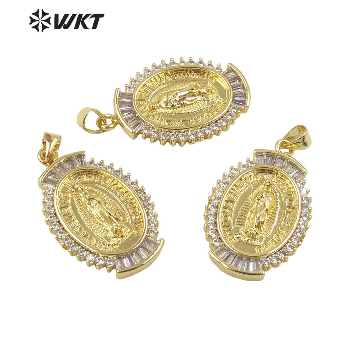 WT-MP276 Newest Vintage Style Female Deity Shaped Natural Shell Shell&Cubic Zircon Madonna Design Pendant