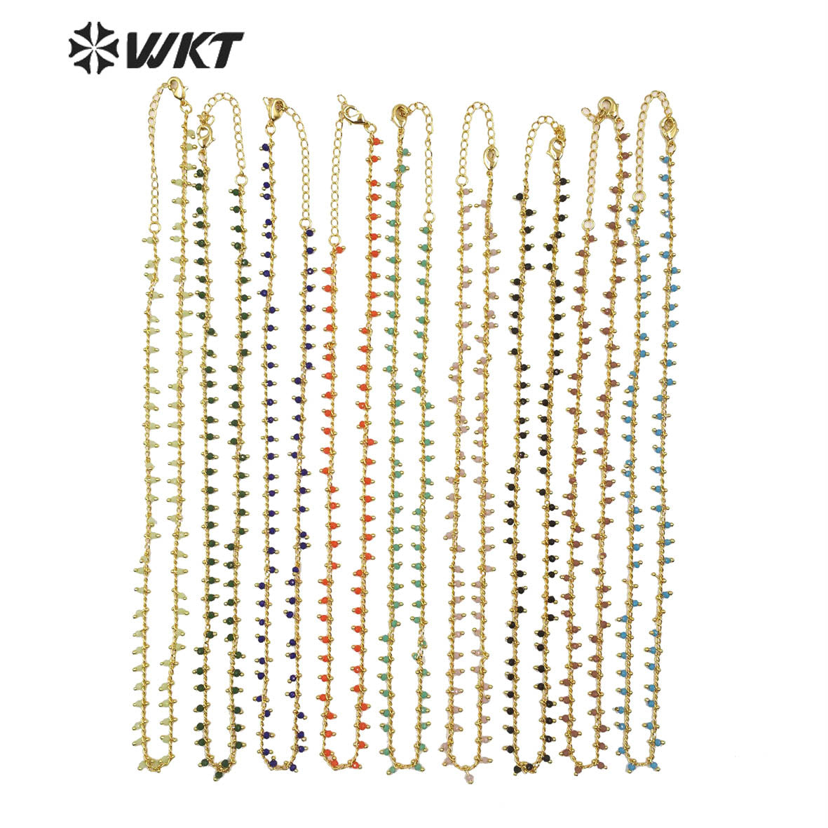 WT-N1202 Hot Sales Crystal Beads Chain Fashion Jewelry Rosary Beads Chain 3mm New Arrival Crystal Beads Necklace