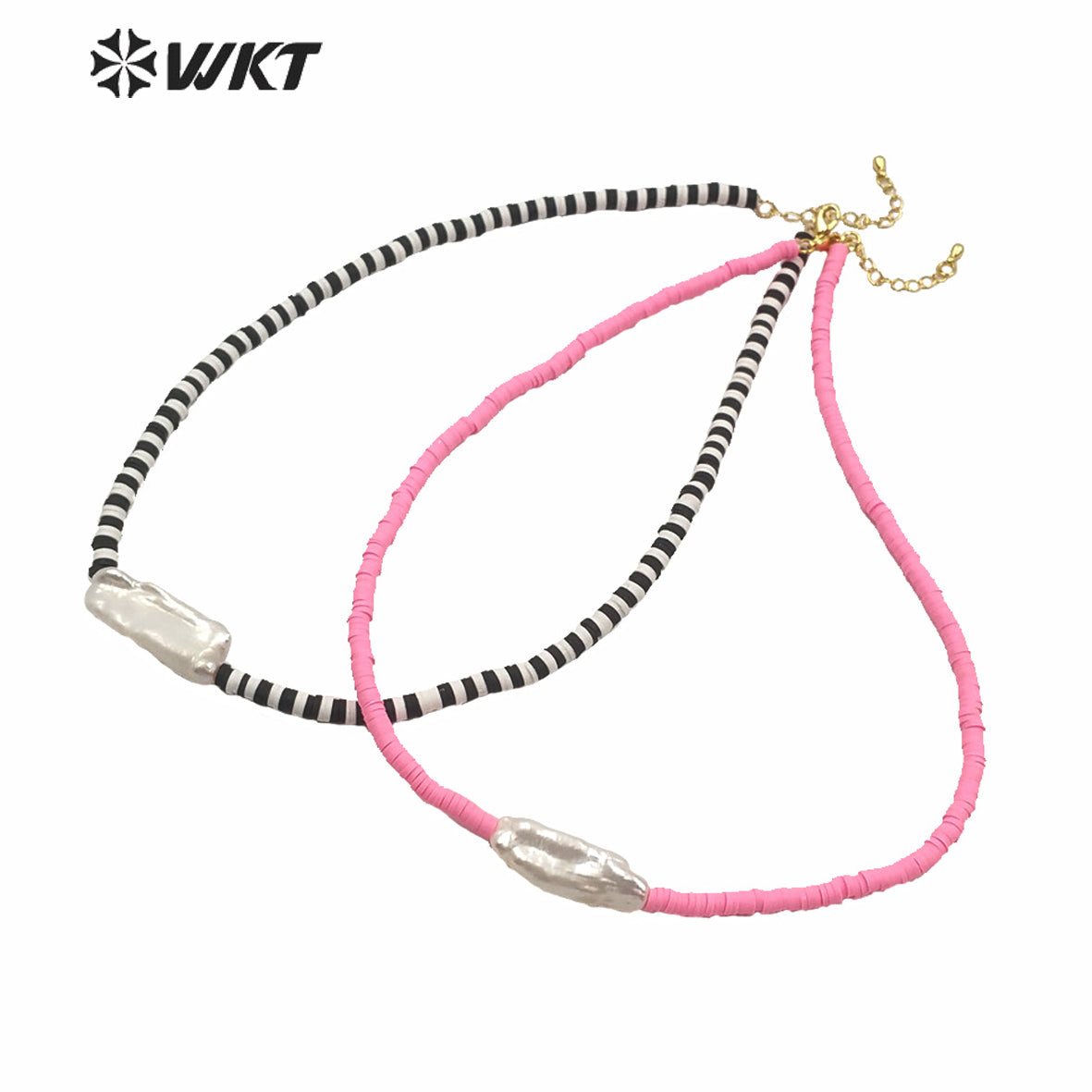 WT-JN126 WKT 16 Inch Long Hand Make Strand Pearl Necklace Lady Summer Hot 4mm Resin Beads Choker Pearl Necklace for Wedding