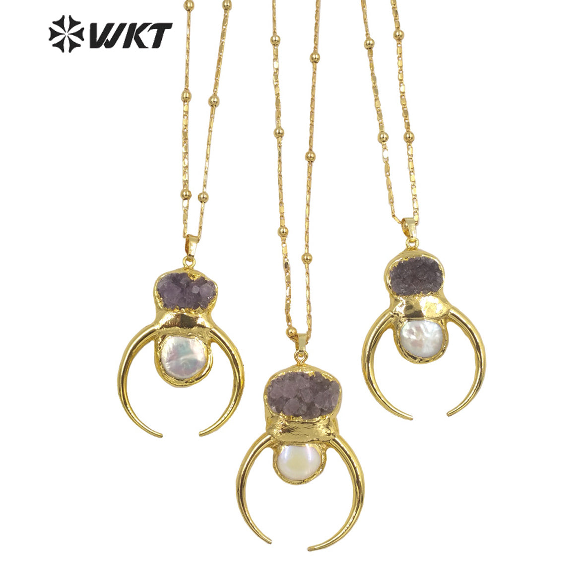 WT-N1323 Beautiful Fashion Amethyst Pearl Elegant and Fine Jewelry Necklace Very Suitable for Party so Nice As a Gift