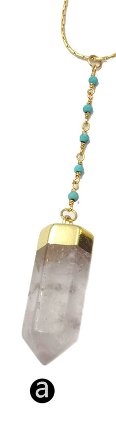 WT-N1180 Newest Natural Rose Quartz Pendant Necklace With Color Beads Chain Fluorite Necklace Fashion Natural Amethyst Necklace