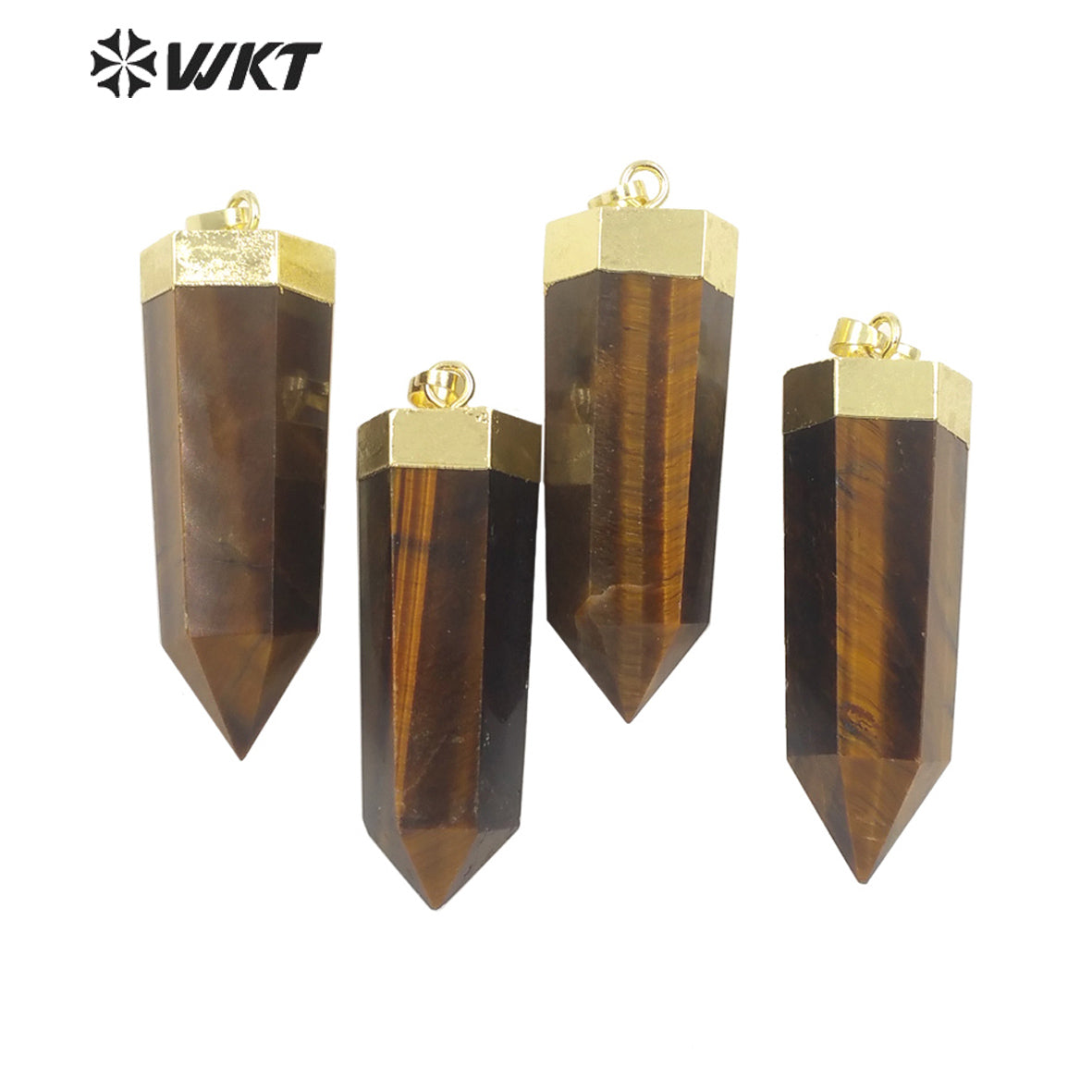 WT-P1717 Wholesale Gold Plated Natural Tiger Eye Stone Pendant Women Gold Healing Spirit Hexagon Jewelry Pendant for Necklace