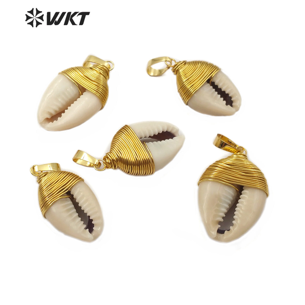 WT-JP162 Wholesale Natural Wire Wrapped Cowrie Shell Pendant Natural Shell Jewelry Fashion Charm Cowrie Pendant