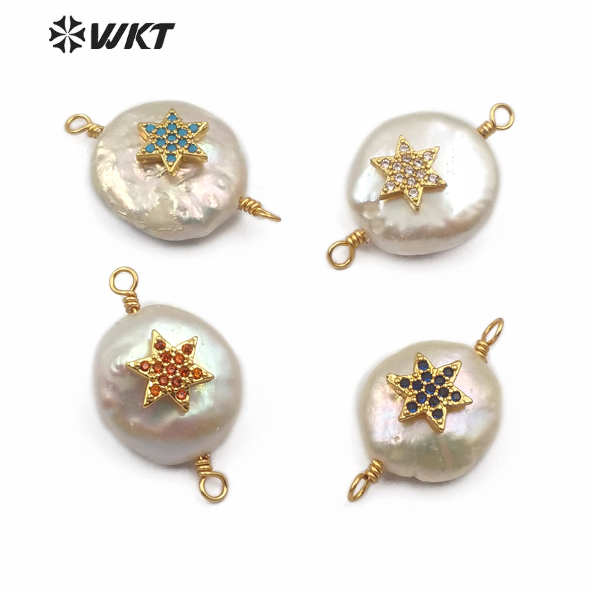 MC274 Newest Charm Jewelry Pearl With CZ Stone Pendant Connector Star Shape Colorful Pendant Lady Fashion Jewelry