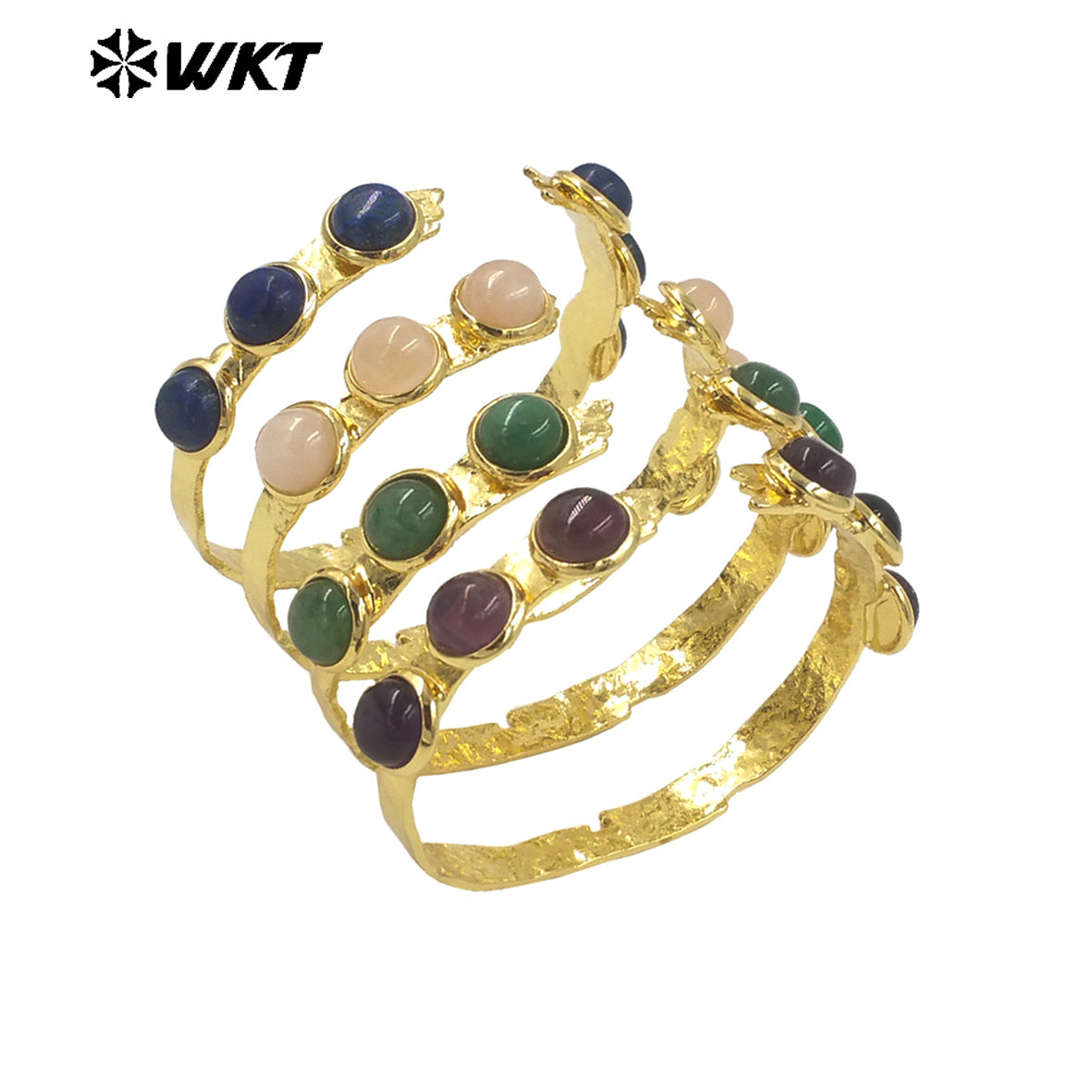 WT-B632 WKT New Handmade Natural Gemstone Jewelry Opening Bracelets Lovely Amazonite Bohemia Romantic Lucky Bracelets