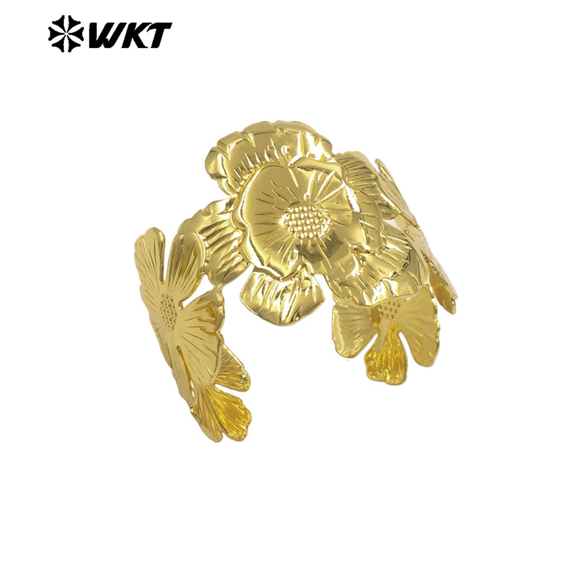 WT-JF359 New Sales Flowers Shape Gold Electroplated Women Bangle Adjustable Size Beautiful Fashion Jewelry Accessories