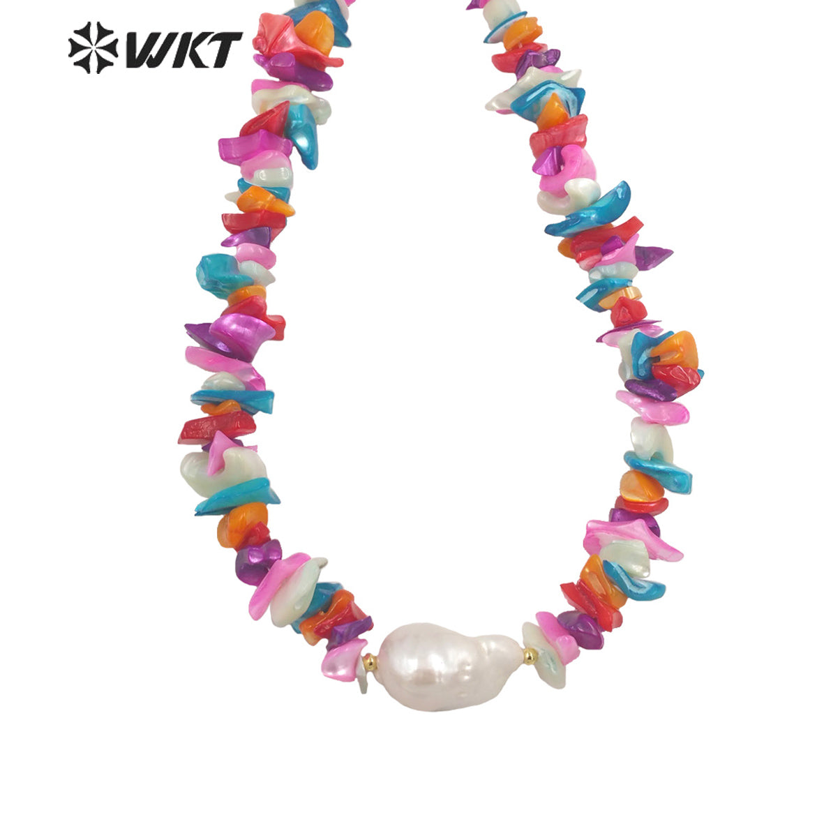 WT-JN183 Wholesale Fashion Populared Vintage Irregular Shell Beads Baroque Pearl Necklace Women Hand Strand Beads Shell Necklace