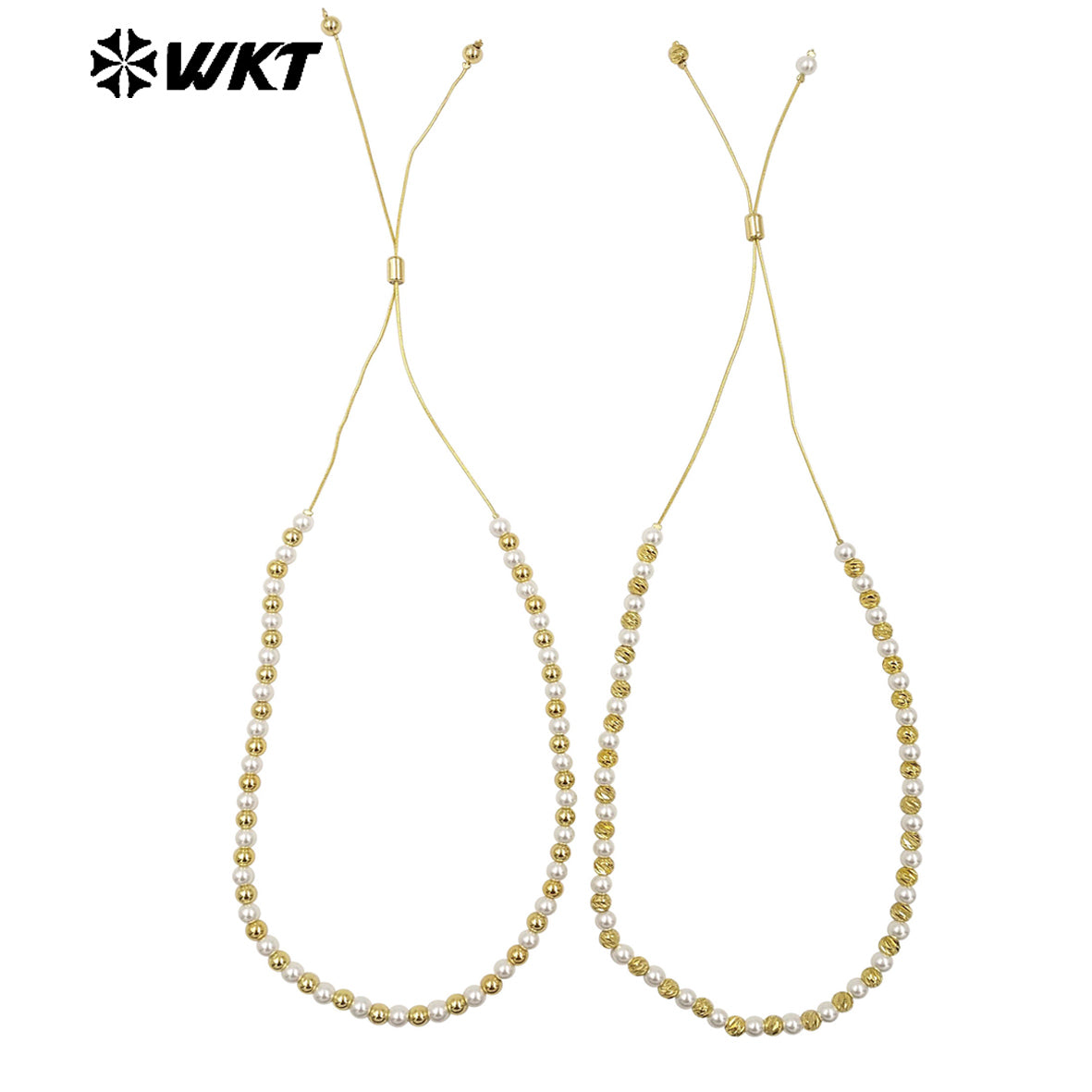 WT-JFN20 Wholesale Fashion Gold Plated Hand Strand Elegant Adjustable Chain Connect Pearl Beads Necklace