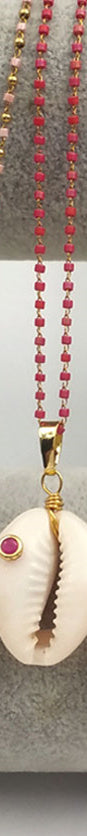 WT-JN096 Wholesale Fashion Jewelry Natural Cowrie Necklace with Cz Stone Colorful Cz Stone Necklace Can Choose