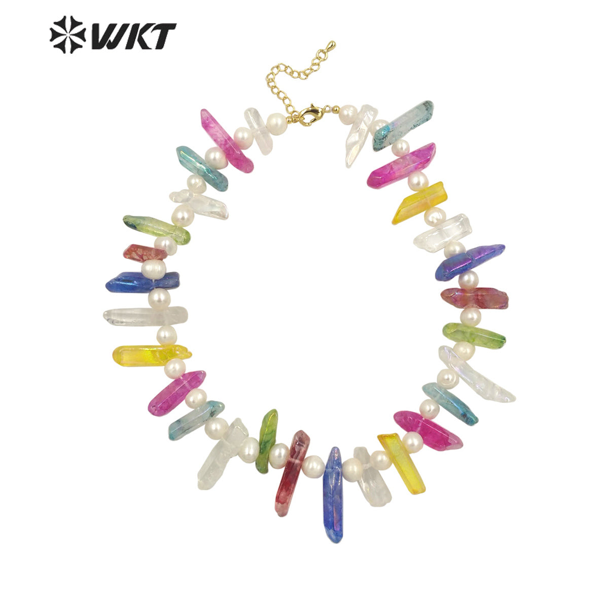 WT-N1400 Bohemian Vintage Women Jewelry Design Necklace Aura Crystal Quartz Strand Necklace Handmade Statement Necklace