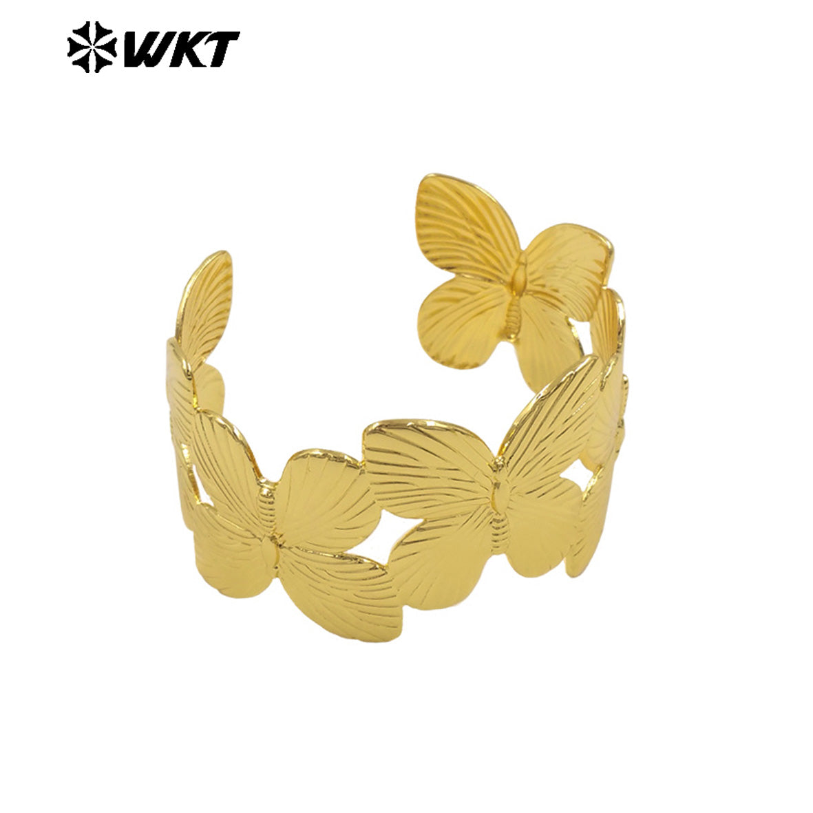 WT-B683 Stylish and Exquisite 18K Gold Plated 5 Butterfly Splicing Natural Yellow Brass Adjustable Bracelet Jewelry for Women