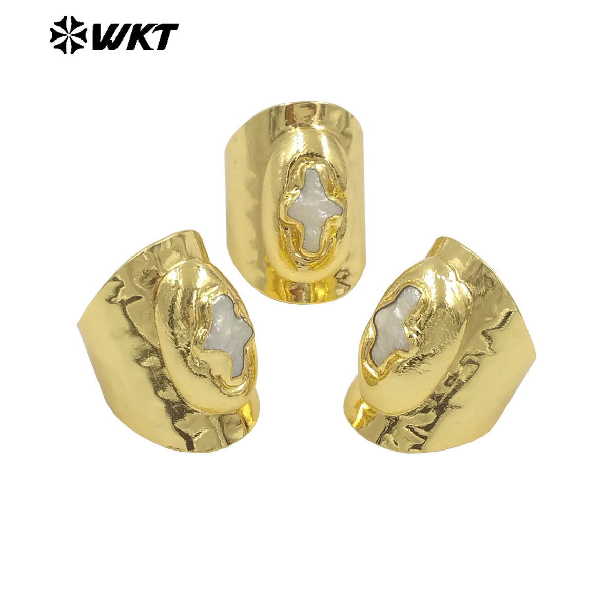 WT-MPR121 Explosive Models Fashion 18K Gold Plated Freshwater Pearl Cross With Large Adjustable Ring for Both Men and Women