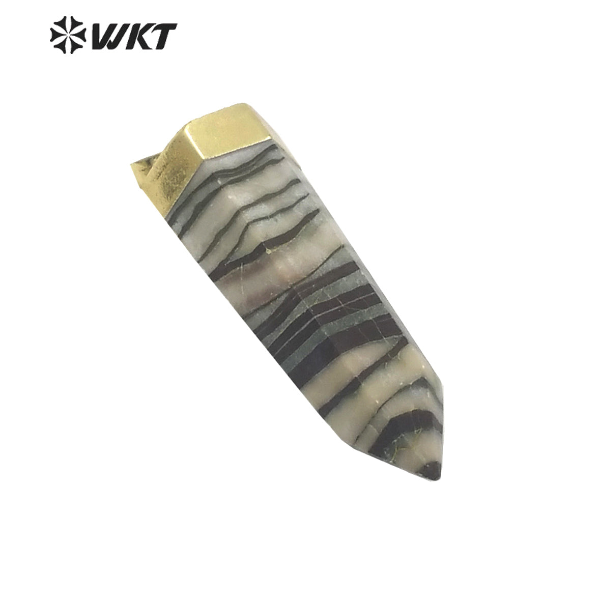 WT-P1565 Wholesale Gold Top Purple Jad Hexagonal Spirit Point Pendant Fashion Hot Natural Jade Stone Point Pendant for Women