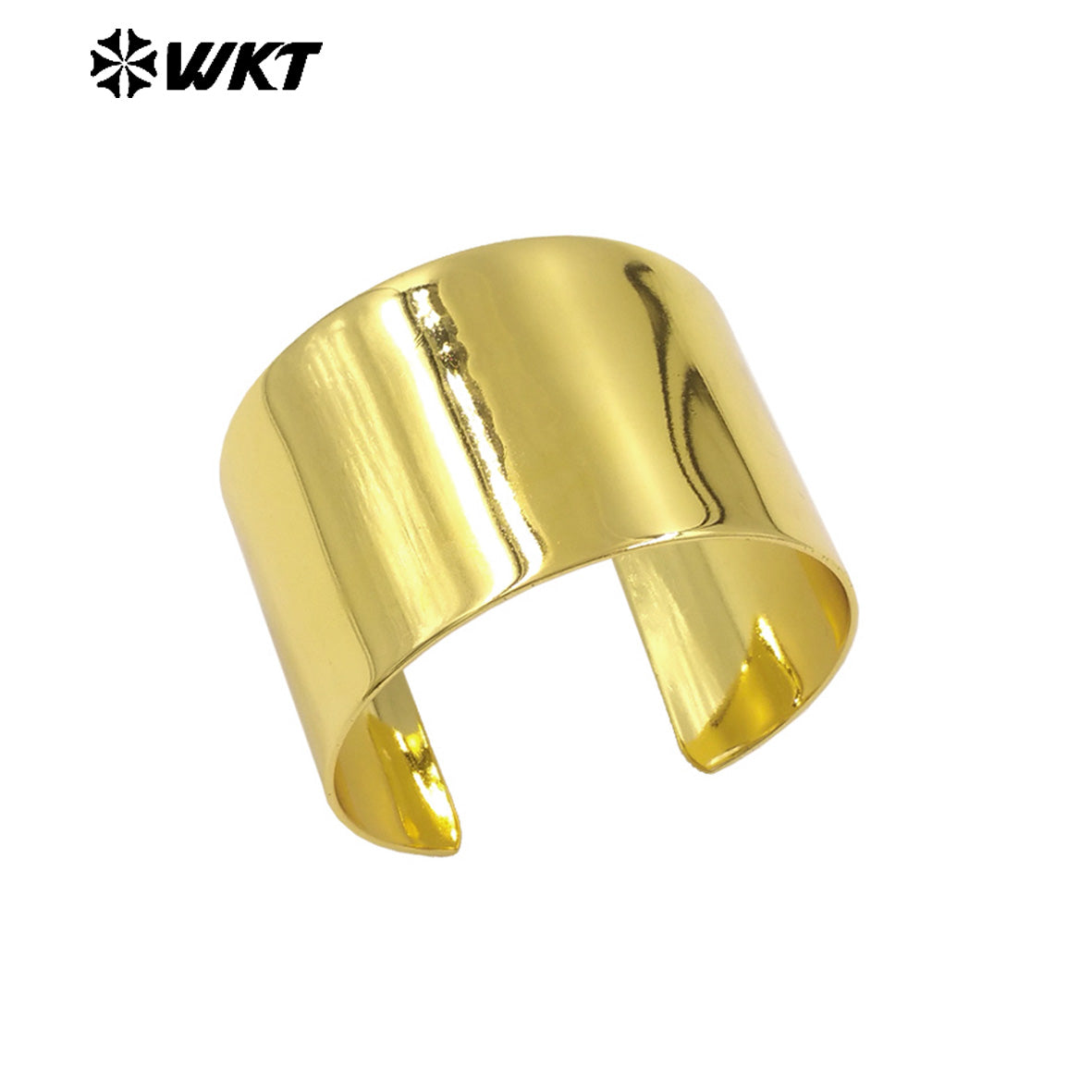 WT-B679 New Design High Quality18K Gold Plated Natural Yellow Brass Wide Bright Face Adjustable Unisex Bracelet Jewelry Finished