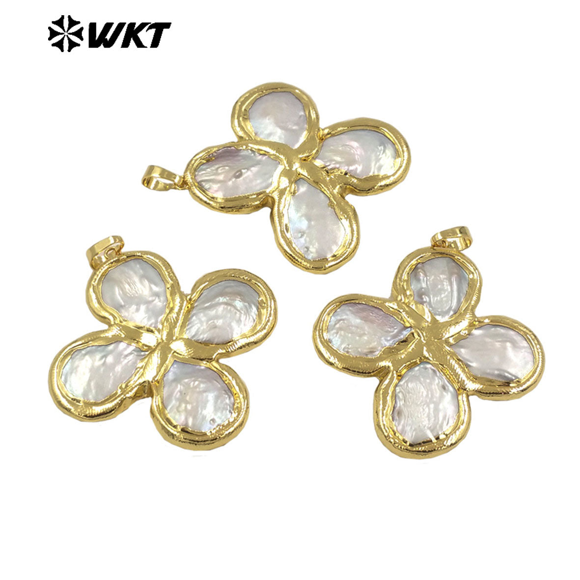 WT-JP383 High Quality Wholesale 18K Real Gold Plated Cross Shape Elegant Religious Pearl Pendant for Women As Special Gift