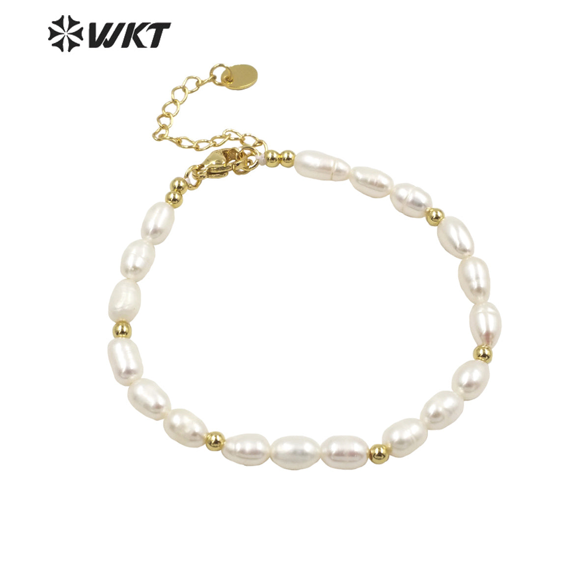 WT-MPB070 Wholesale New Design Precious Rice Shape Real Freshwater Pearl Bracelet with Extend Chain Women Bracelet for Wedding