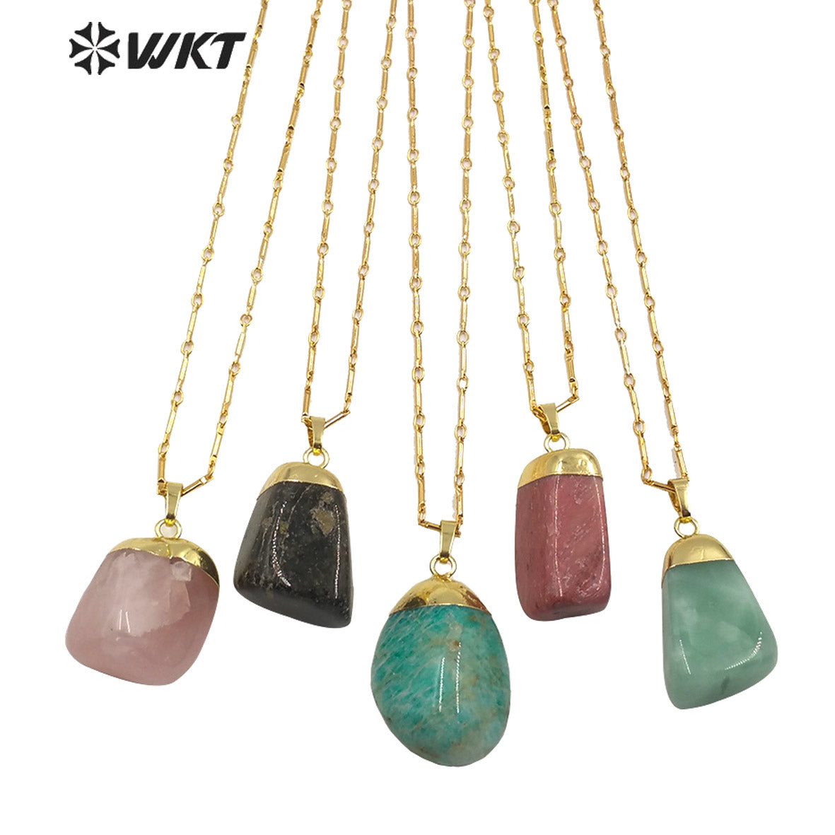 WT-N1211 Wholesale New Natural Gemstone Necklace Gold Plated Stylish Women Charm Jewelry Natural Stone Necklace