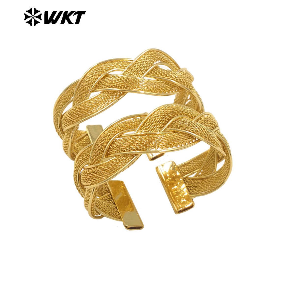 WT-B689 High Quality Refined 18K Gold Plated Brass Chain Bar Wave Interlace Adjustable Bracelet for Women As Wedding Jewelry