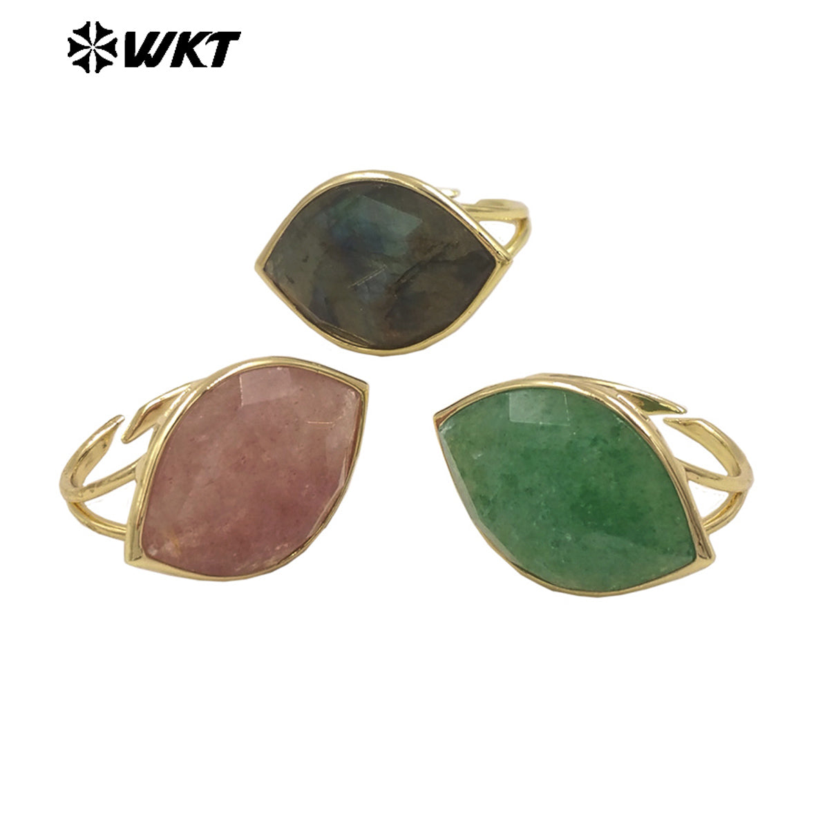 WT-R519 WKT New Design Charming Natural Flash Labradorite Stone Eye Gemstone Setting Ring for Women Party Wear Jewelry