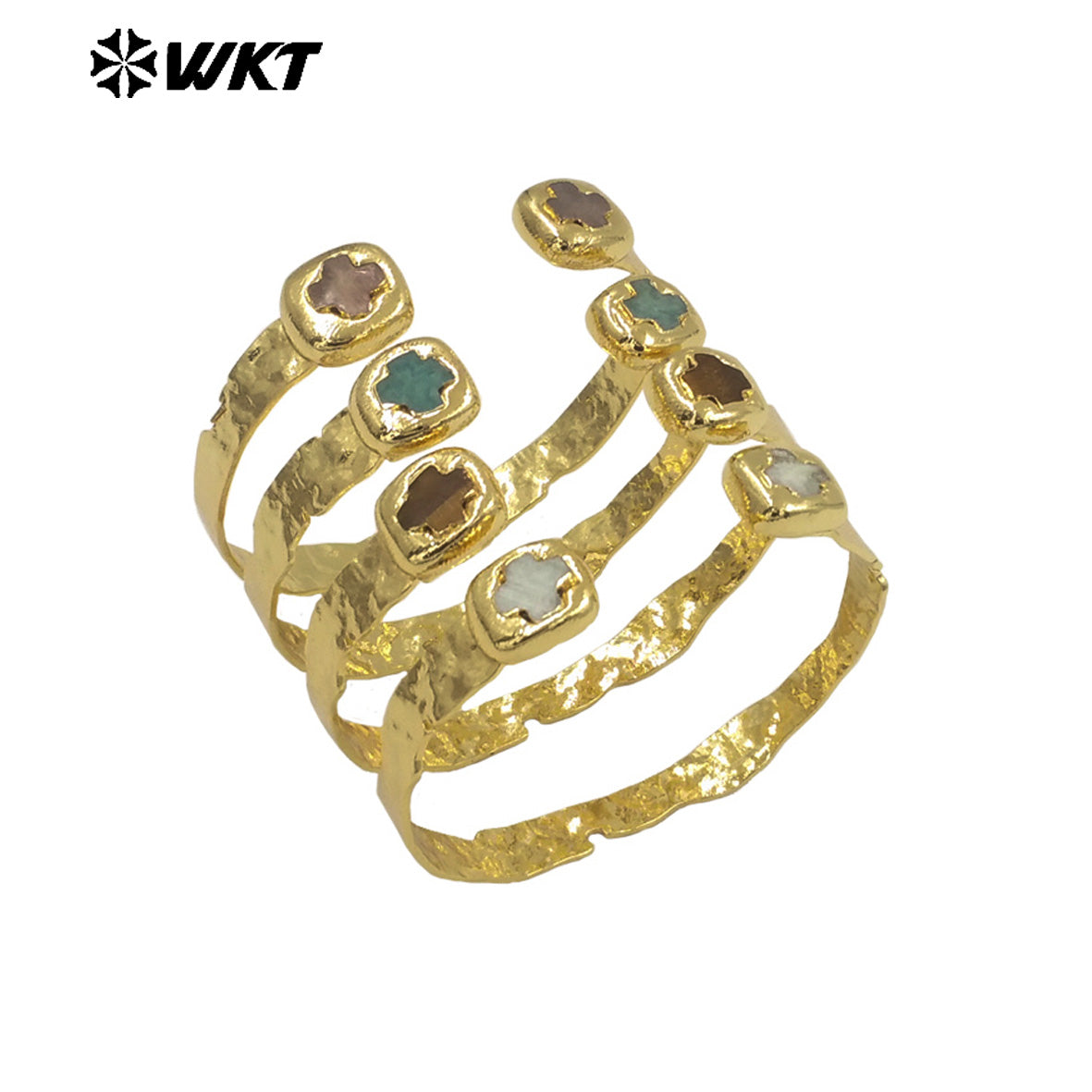 WT-B698 Wholesale Exquisite Women Gemstones Cross Bangles With Gold Electroplated for Daily Jewelry Accessories