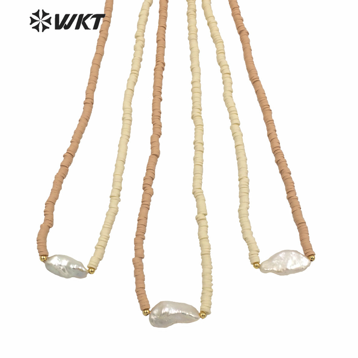 WT-JN130 Amazing Hand Make Strands 4mm Resin Beads Pearl Themed Necklace Lady Loved Natural Pearl Choker Necklace With Sand Color