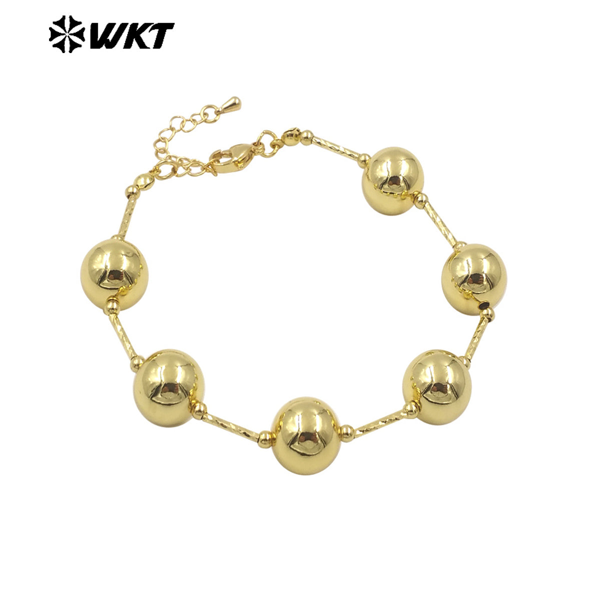 WT-JF350 Wholesale New Hand Craft Strand Round Brass Beads Connect Chain Bracelet for Women