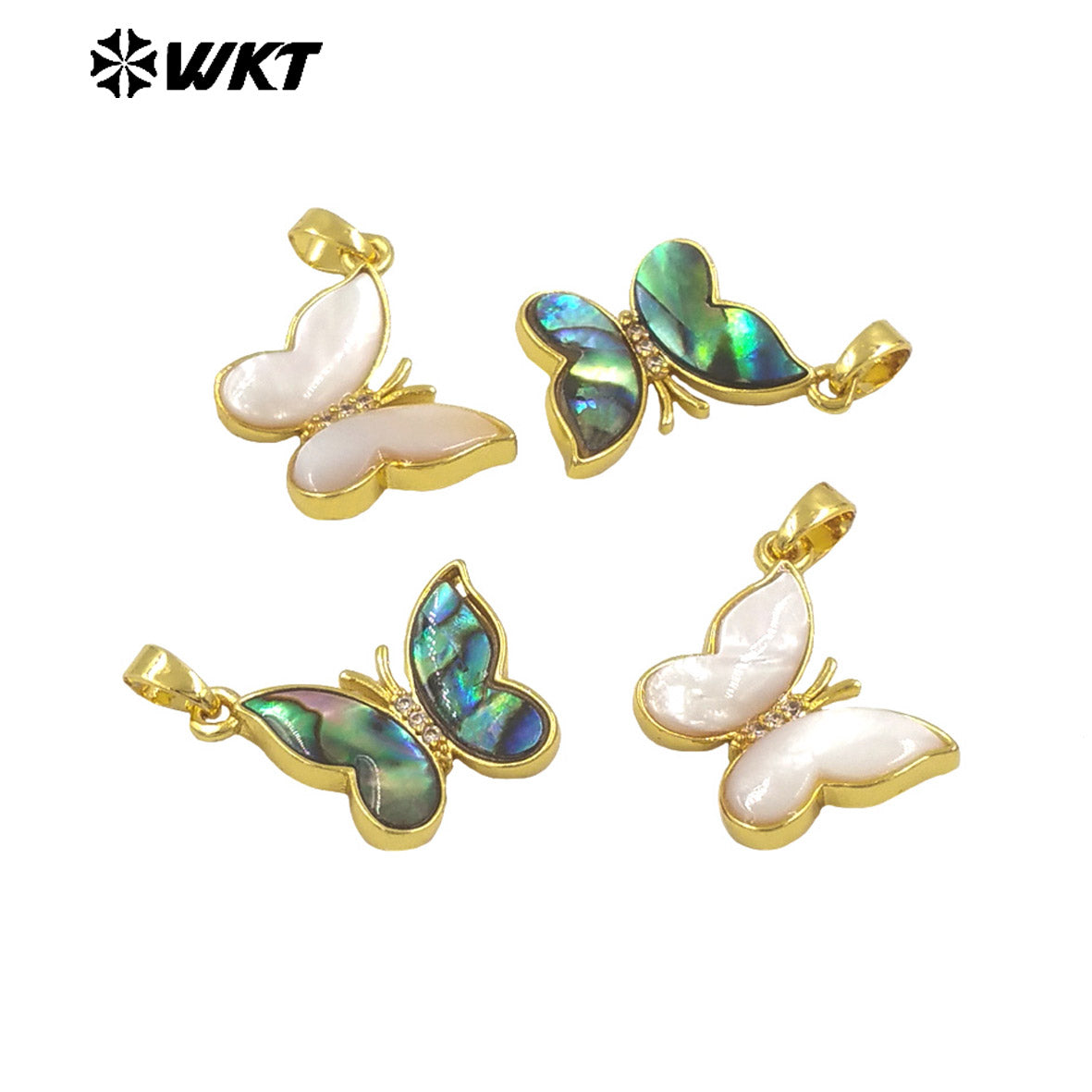WT-JP381 Wholesale New Coming High Quality Natural Shell Butterfly Pendant With 18k Gold Plated for Women Daily Decoration