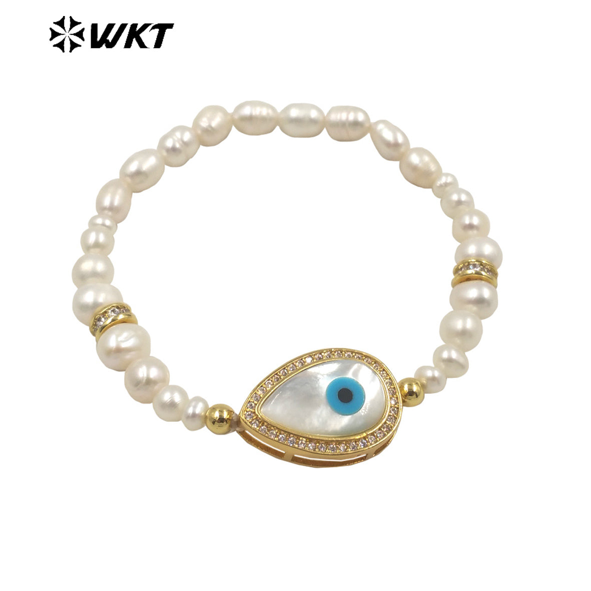 WT-MPB048 Delicate Pearl Bracelet Shell Diamond Eyes Decoration Various Shapes Pendants Bracelet