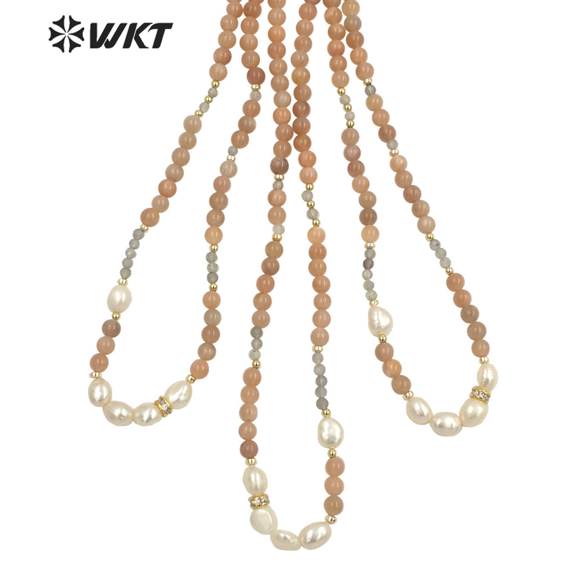 WT-N1409 Gorgeous Energy 6mm Round Sun Stone Beads Stone Necklace 16 Inch Long Summer Hand Strand Stone Pearl Choker Necklace