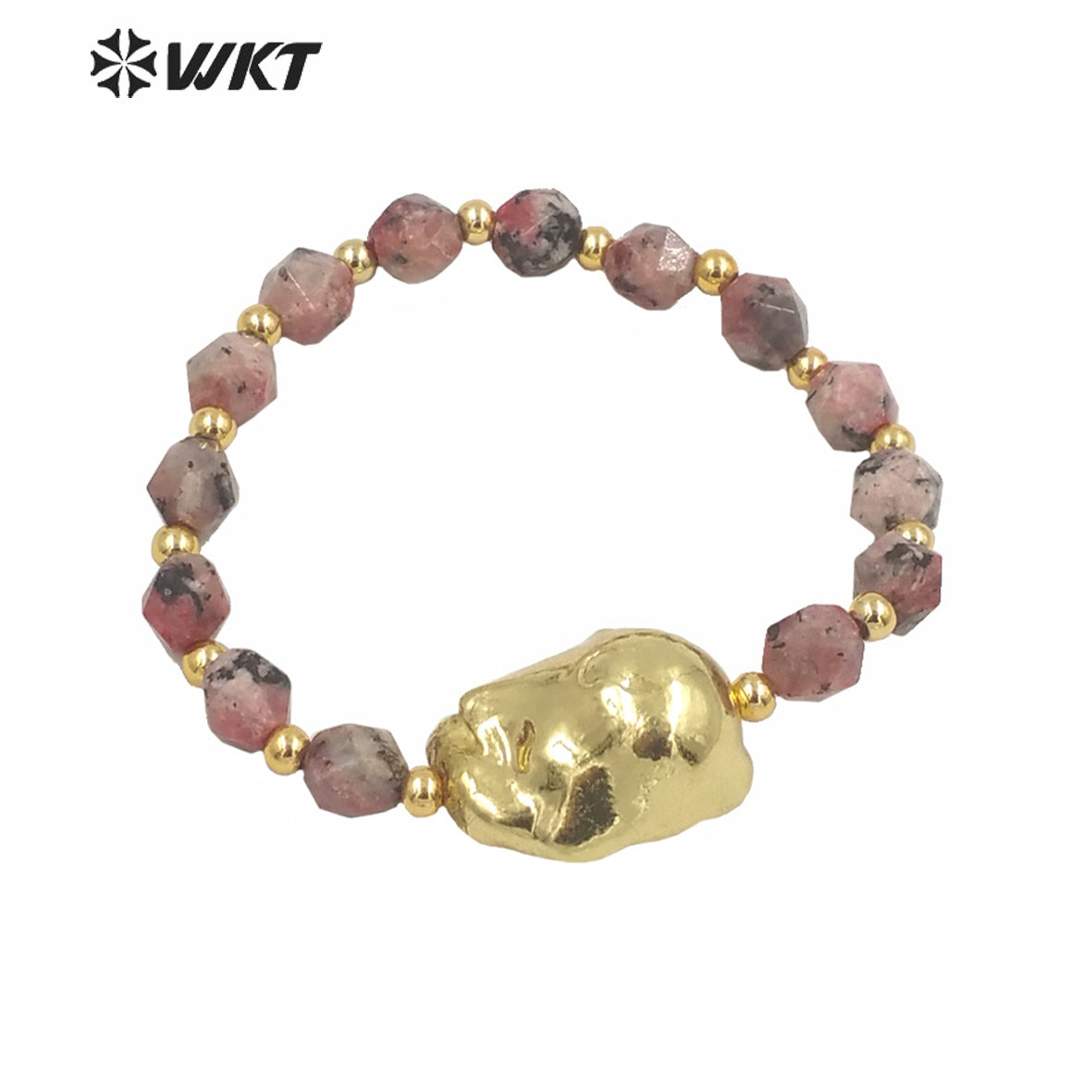 WT-MPB024 Wholesale Gold Electroplated Stone Beads Bracelet Full Gold Dipped Baroque Pearl Stone Bracelet for Women