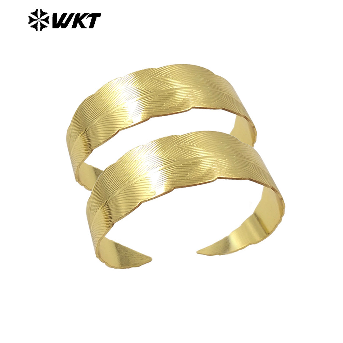 WT-B690 New Design Elegant and Simple 18K Gold Plated Natural Brass Adjustable Leaf Pattern Bracelet for Women Party Accessory