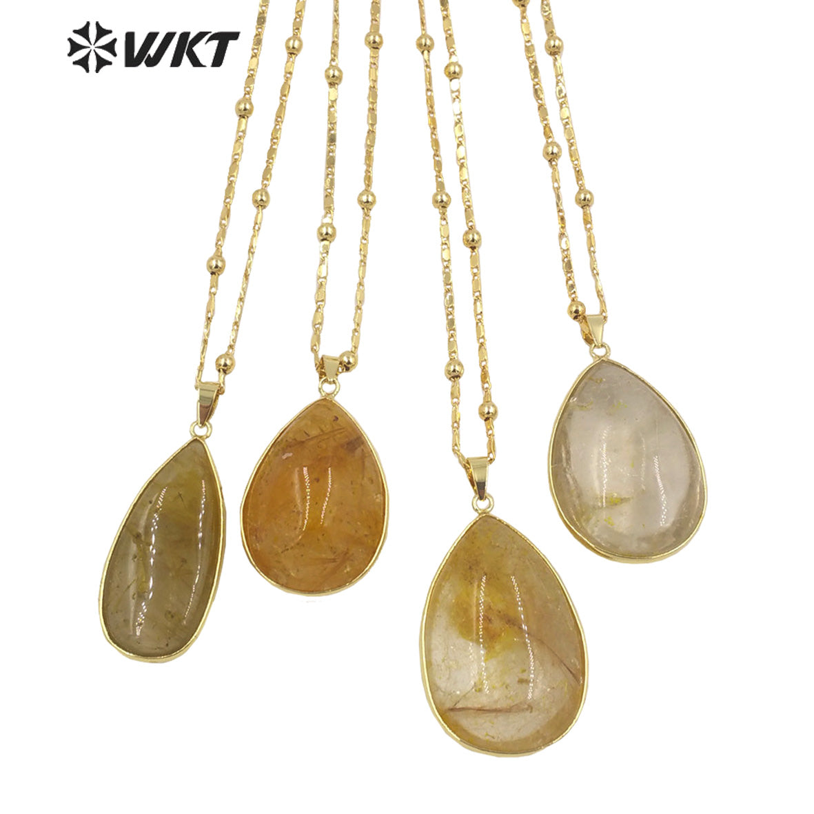 WT-N1344 WKT Fashion Necklace with Natural Stone Necklace Yellow Ruilated Pendant Lady Necklace Gifts Jewelry so Nice