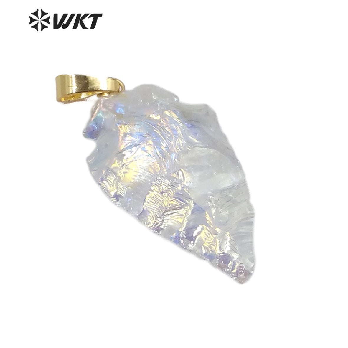 WT-P1542 Wholesale Fashion Natural Quartz Stone Arrowhead Pendant Women Aura Quartz Arrowhead Pendant in Small Size