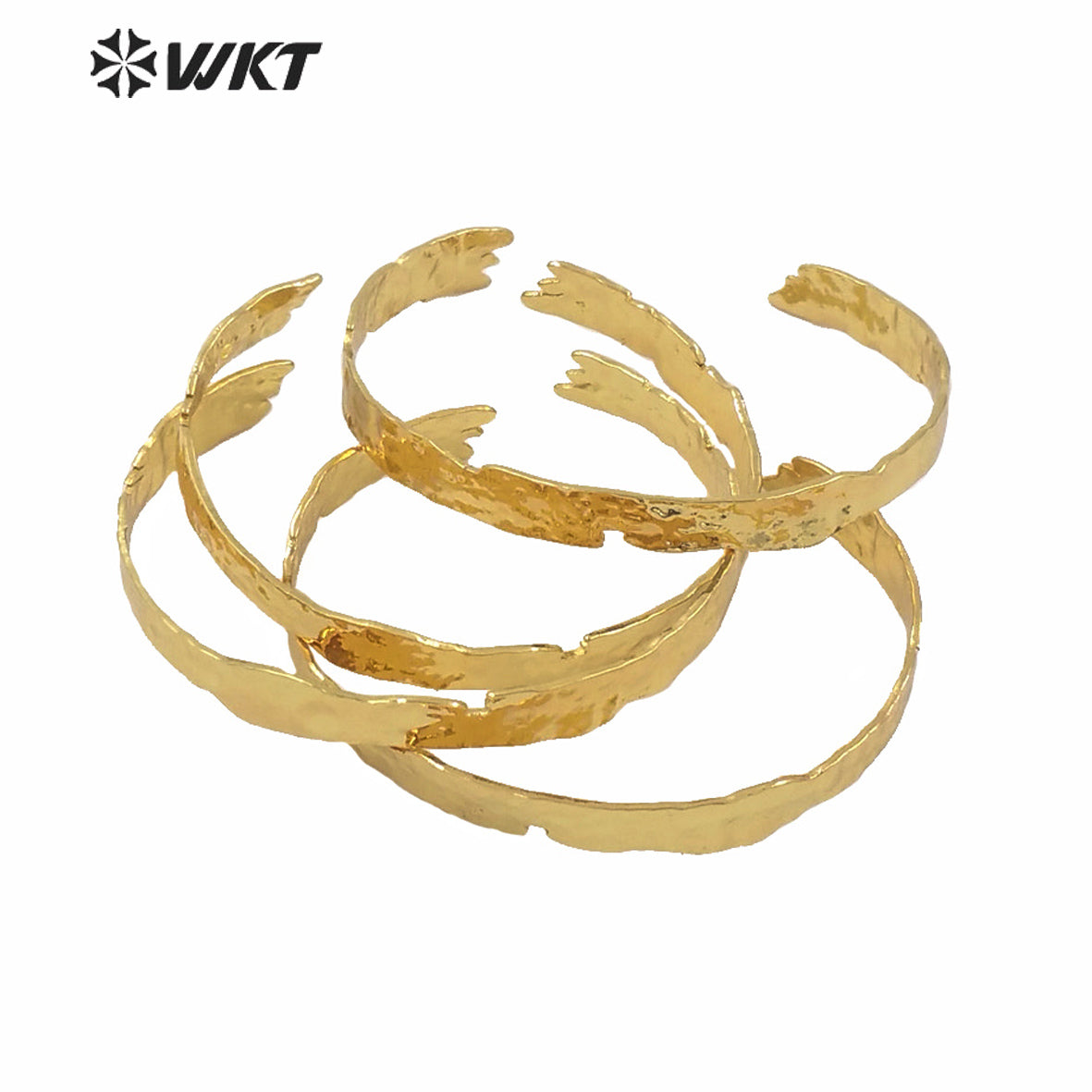 WT-B560 WKT Tiny Simple Gold Electroplated lava Bangle Most Popular Irregular Metal Brass Women Bangle Is Open Size