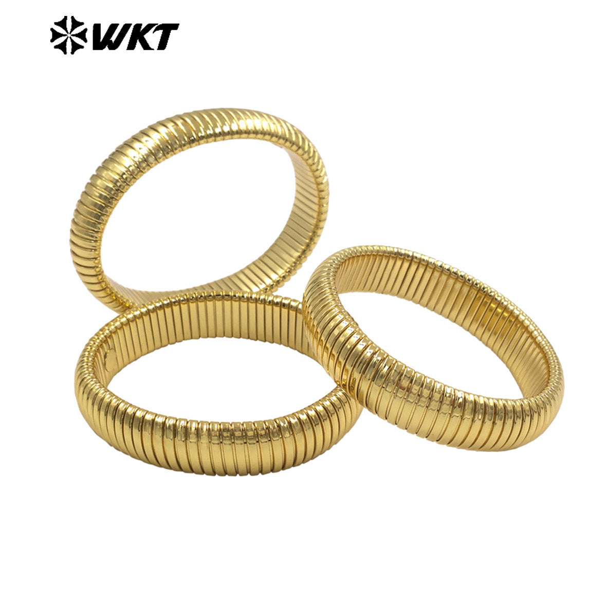 WT-B702 Good Quality Simple Design Gold Electroplated Yellow Brass Round Bangles For Ladies Daily All Match Jewelry Accessory