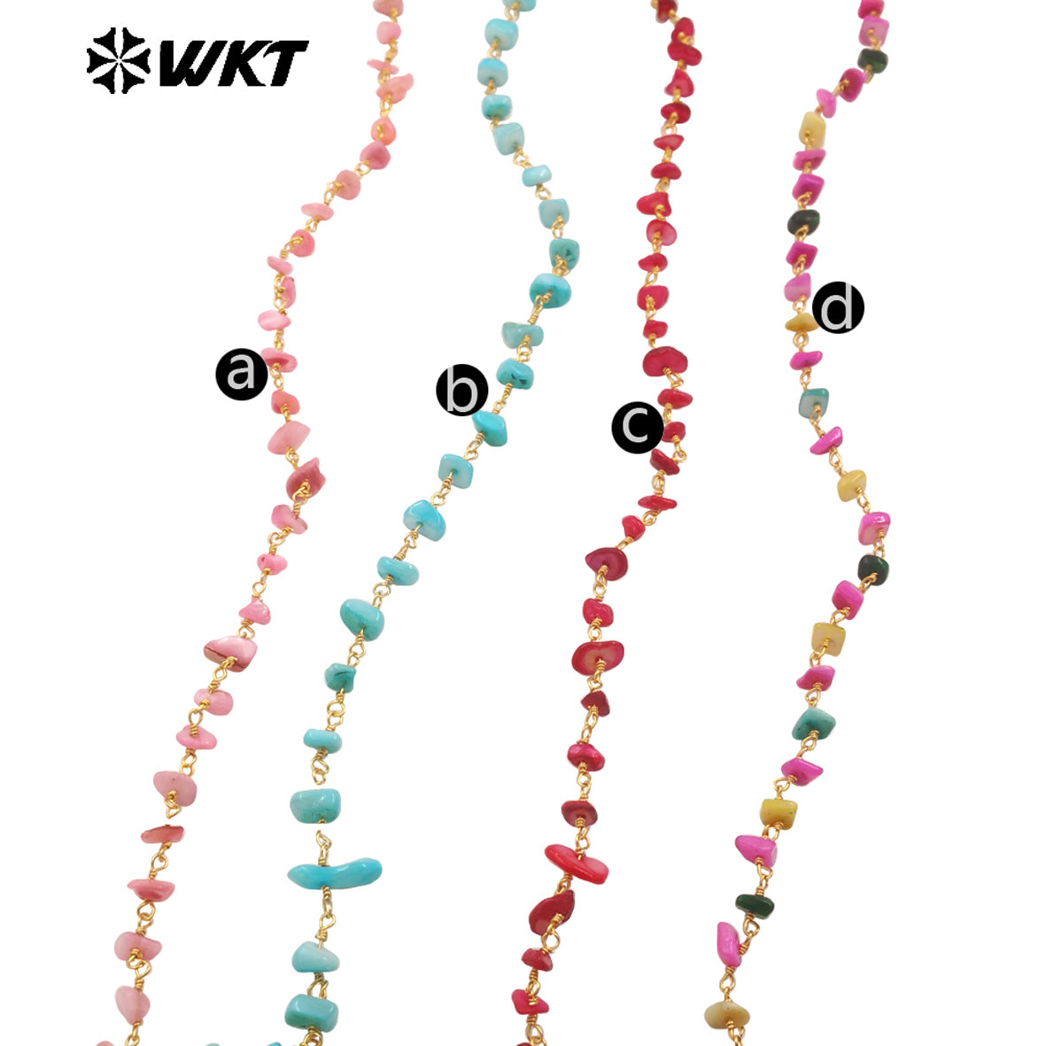 WT-RBC238 Spring New Color Fashion Colorful Shell Made by Wire Wrapped Beads Chain for Jewelry Diy Findings