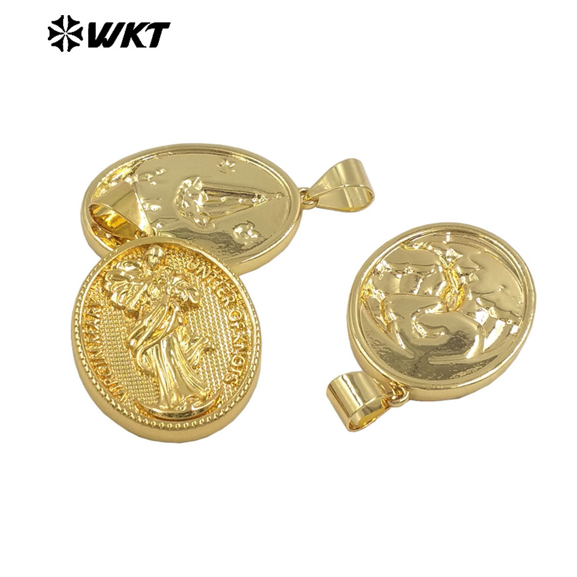 JFE143 New Arrival Metal Yellow Brass Pendant Oval Shape Religious Style Gold Electroplated For Jewelry Handmade Well Quality